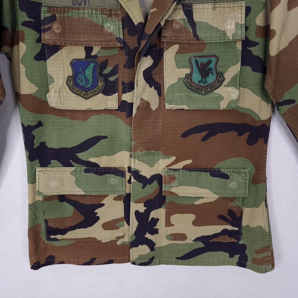 Air Force Military Button Up Jacket Wing Combat Coat Sz Small Long Camo Pockets - Picture 3 of 11